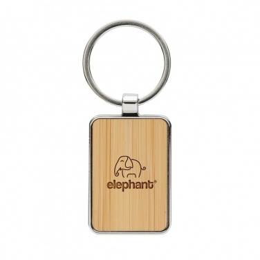 Logotrade advertising products photo of: RCS recycled zinc alloy rectangle keychain with bamboo