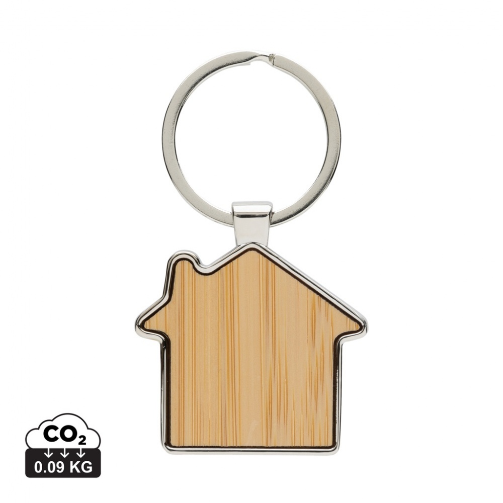 Logotrade business gift image of: RCS recycled zinc alloy house keychain with bamboo