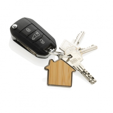 Logotrade promotional merchandise picture of: RCS recycled zinc alloy house keychain with bamboo