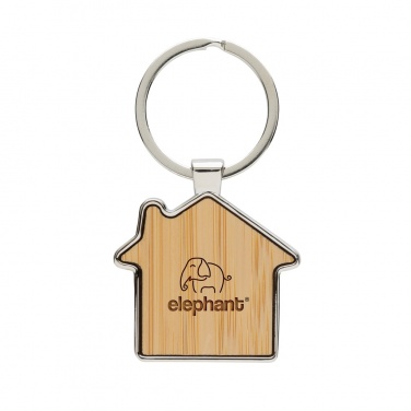 Logotrade promotional items photo of: RCS recycled zinc alloy house keychain with bamboo