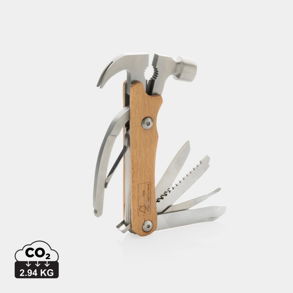 Logo trade business gifts image of: Wooden multi-tool hammer