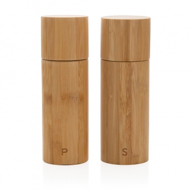 Logo trade corporate gifts image of: Ukiyo bamboo salt and pepper mill set