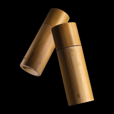 Logo trade promotional giveaways image of: Ukiyo bamboo salt and pepper mill set