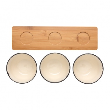 Logo trade promotional items image of: Ukiyo 3pc serving bowl set with bamboo tray