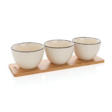 Logo trade promotional giveaways image of: Ukiyo 3pc serving bowl set with bamboo tray
