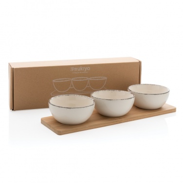 Logo trade advertising products image of: Ukiyo 3pc serving bowl set with bamboo tray