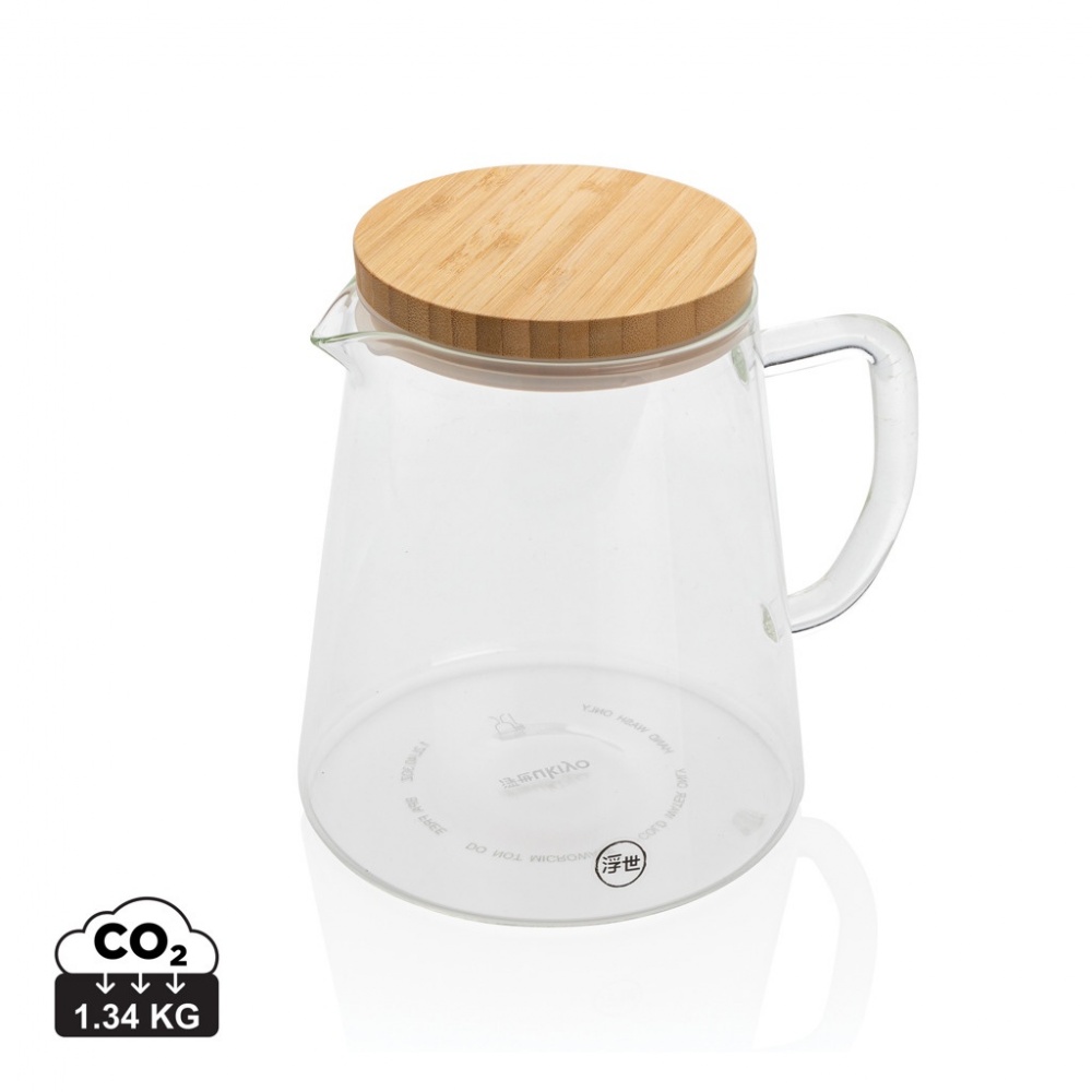 Logo trade corporate gifts image of: Ukiyo borosilicate glass carafe with bamboo lid 1.2L