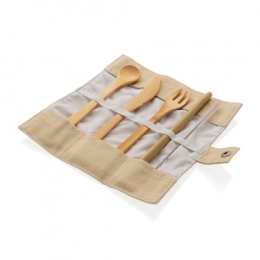 Logo trade promotional gifts image of: Reusable bamboo travel cutlery set