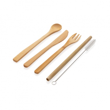 Logo trade promotional gift photo of: Reusable bamboo travel cutlery set