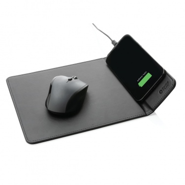 Logo trade promotional merchandise picture of: Swiss Peak RCS recycled PU 10W wireless charging mousepad