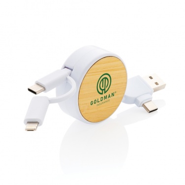 Logo trade business gifts image of: RCS recycled plastic Ontario 6-in-1 retractable cable