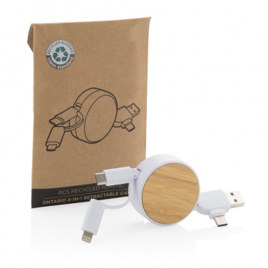 Logotrade promotional gift image of: RCS recycled plastic Ontario 6-in-1 retractable cable
