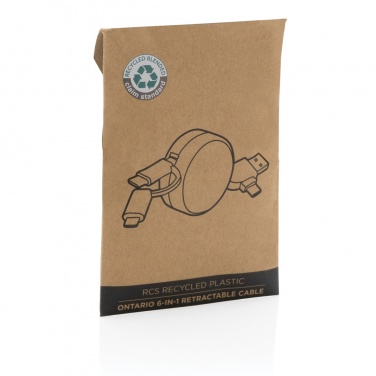 Logotrade promotional merchandise picture of: RCS recycled plastic Ontario 6-in-1 retractable cable