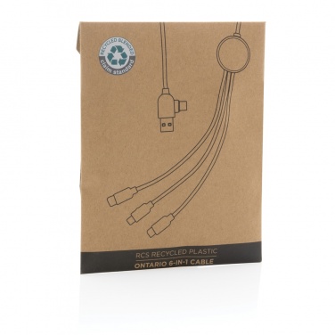 Logo trade promotional giveaways image of: RCS recycled plastic Ontario 6-in-1 cable
