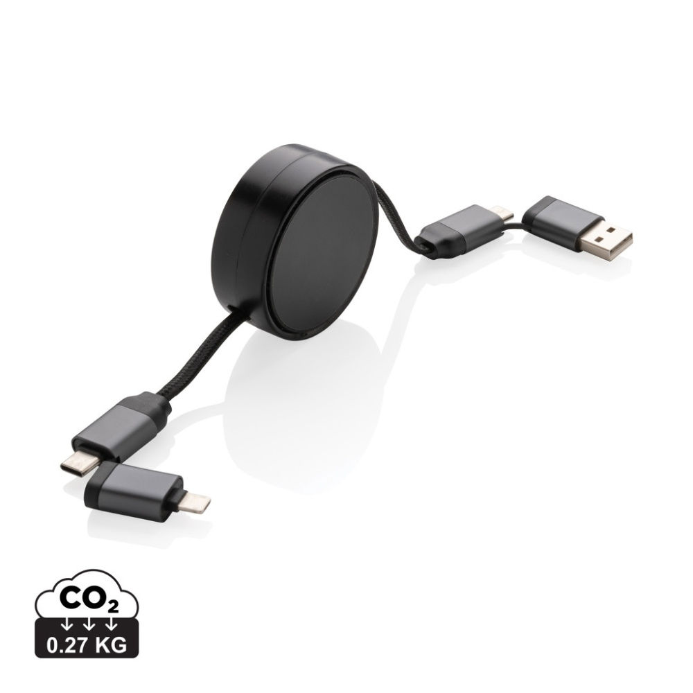 Logotrade promotional merchandise picture of: Terra RCS recycled aluminium retractable 6 in 1 cable