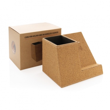 Logotrade promotional giveaway picture of: Cork pen holder and 5W wireless charger