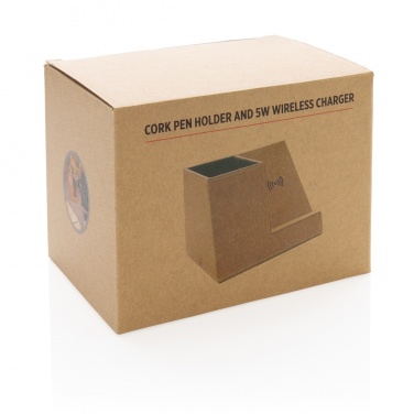 Logotrade business gift image of: Cork pen holder and 5W wireless charger