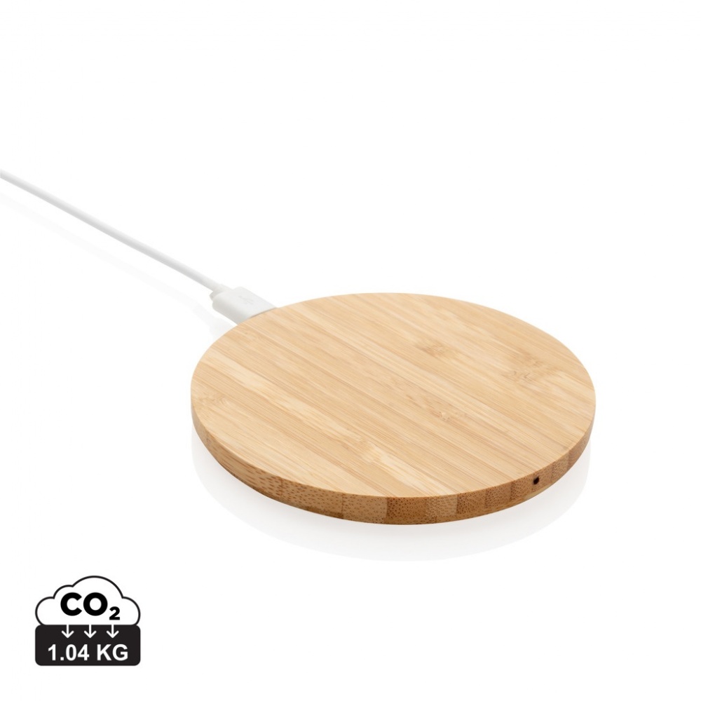 Logotrade corporate gift image of: Bamboo 5W round wireless charger