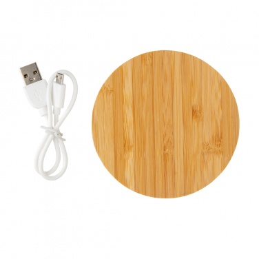 Logo trade promotional items picture of: Bamboo 5W round wireless charger