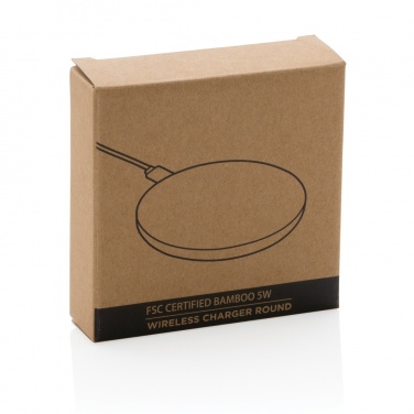 Logotrade promotional giveaway picture of: Bamboo 5W round wireless charger