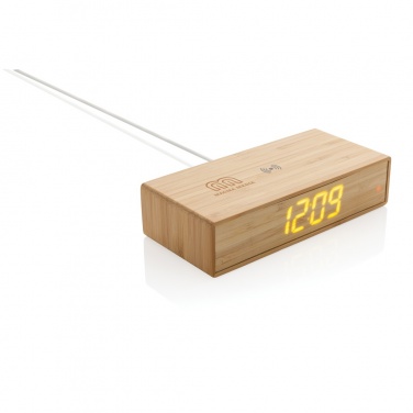 Logotrade promotional giveaway picture of: Bamboo alarm clock with 5W wireless charger