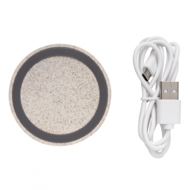 Logo trade promotional merchandise photo of: Wheat Straw 5W round wireless charging pad