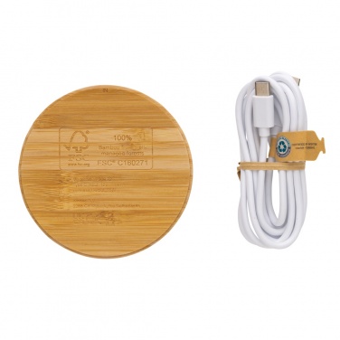 Logotrade promotional item image of: Bamboo 15W wireless charger