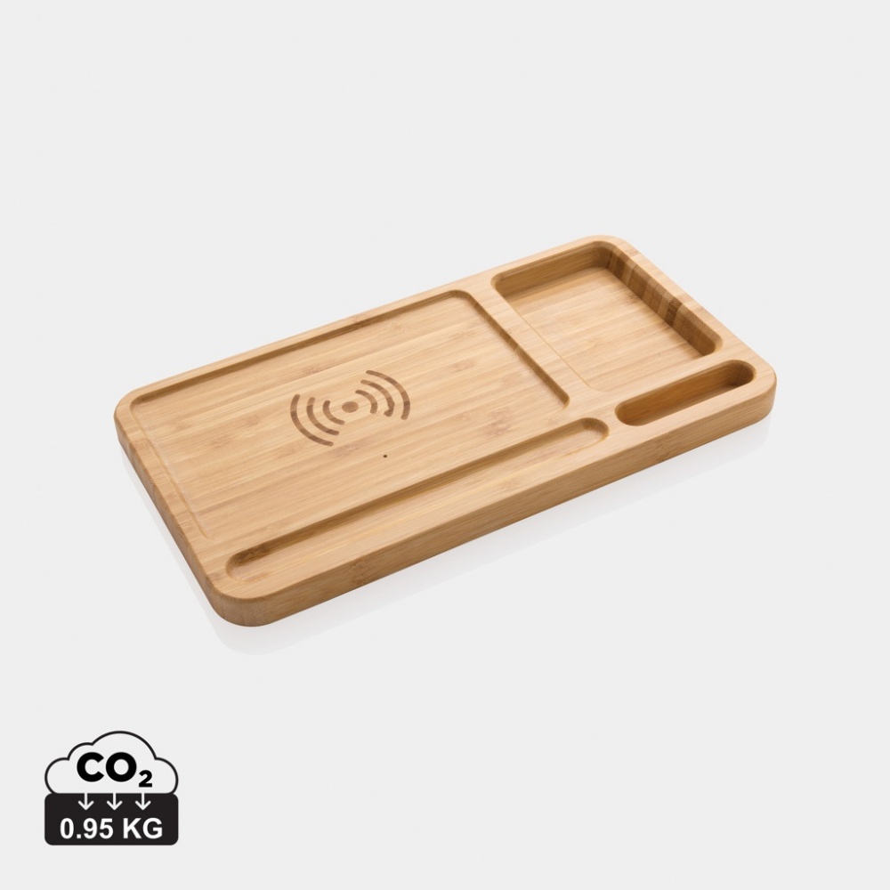 Logotrade promotional items photo of: Bamboo desk organiser 10W wireless charger