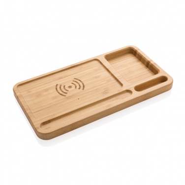 Logo trade promotional products picture of: Bamboo desk organiser 10W wireless charger