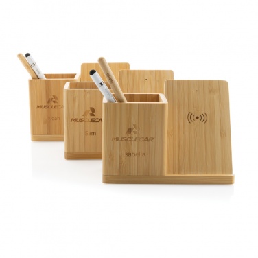 Logo trade promotional merchandise picture of: Calgary bamboo 10W wireless charger