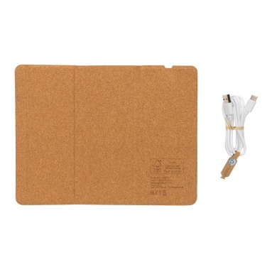 Logo trade promotional product photo of: 10W wireless charging cork mousepad and stand
