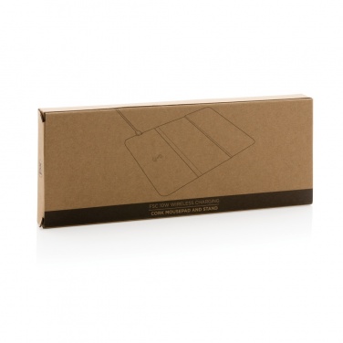 Logo trade advertising products image of: 10W wireless charging cork mousepad and stand