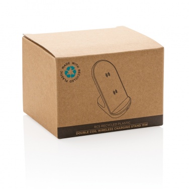 Logotrade promotional merchandise picture of: RCS recycled plastic double coil wireless stand 15W
