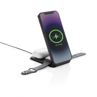 Logotrade promotional giveaway image of: Swiss Peak RCS rPU 15W  3-in-1 magnetic wireless charger