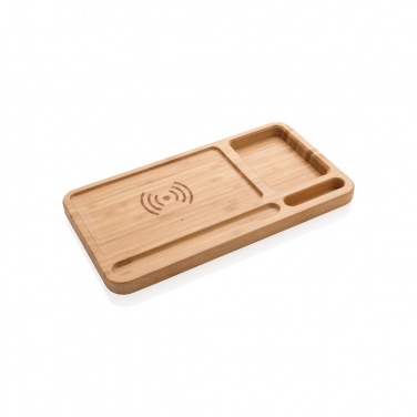 Logotrade promotional product image of: Bamboo desk organiser 5W wireless charger
