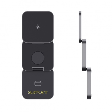 Logo trade promotional products image of: Terra RCS recycled aluminum foldable 3 in 1 15W charger