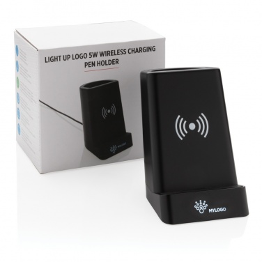 Logo trade promotional merchandise photo of: Light up logo 5W wireless charging pen holder