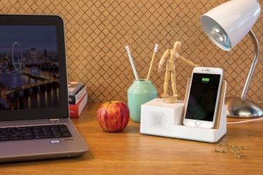 Logo trade promotional products image of: Ontario 5W wireless charger with speaker