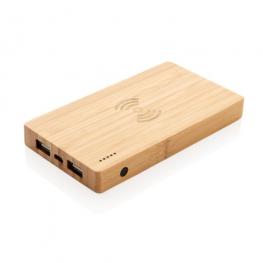 Logo trade promotional items picture of: Bamboo 4.000 mAh wireless 5W Powerbank