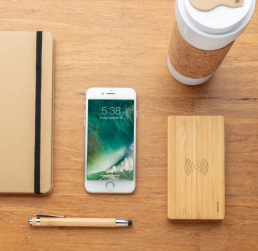 Logo trade promotional products image of: Bamboo 4.000 mAh wireless 5W Powerbank