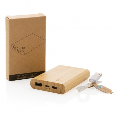 Logo trade promotional items image of: Bamboo 5.000 mAh powerbank