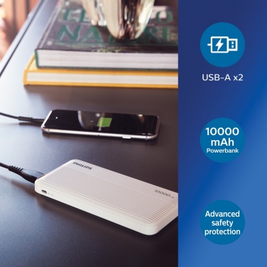 Logo trade promotional merchandise image of: Philips 10.000 mAh slim powerbank