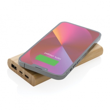 Logo trade promotional merchandise image of: Bamboo 8.000 mAh 5W wireless powerbank