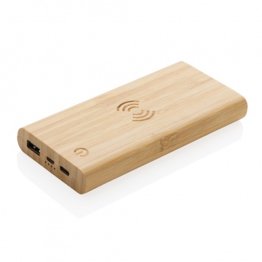 Logo trade promotional products image of: Bamboo 8.000 mAh 5W wireless powerbank