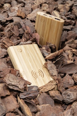 Logotrade promotional giveaway picture of: Bamboo 8.000 mAh 5W wireless powerbank