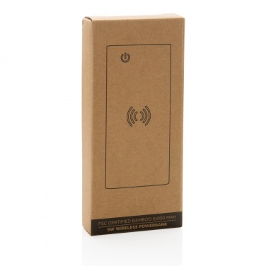 Logo trade business gift photo of: Bamboo 8.000 mAh 5W wireless powerbank