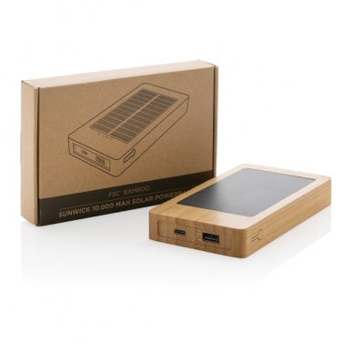 Logo trade corporate gift photo of: Sunwick 10.000 mAh Bamboo solar powerbank
