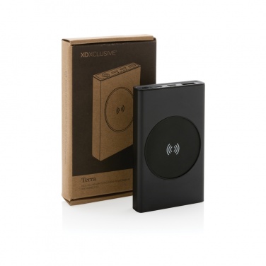 Logo trade promotional merchandise image of: Terra RCS recycled aluminium 5000 mAh powerbank 5W wireless