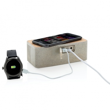 Logo trade corporate gifts picture of: Wheatstraw wireless charging speaker