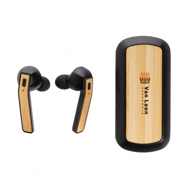 Logo trade promotional product photo of: Bamboo Free Flow TWS earbuds in case